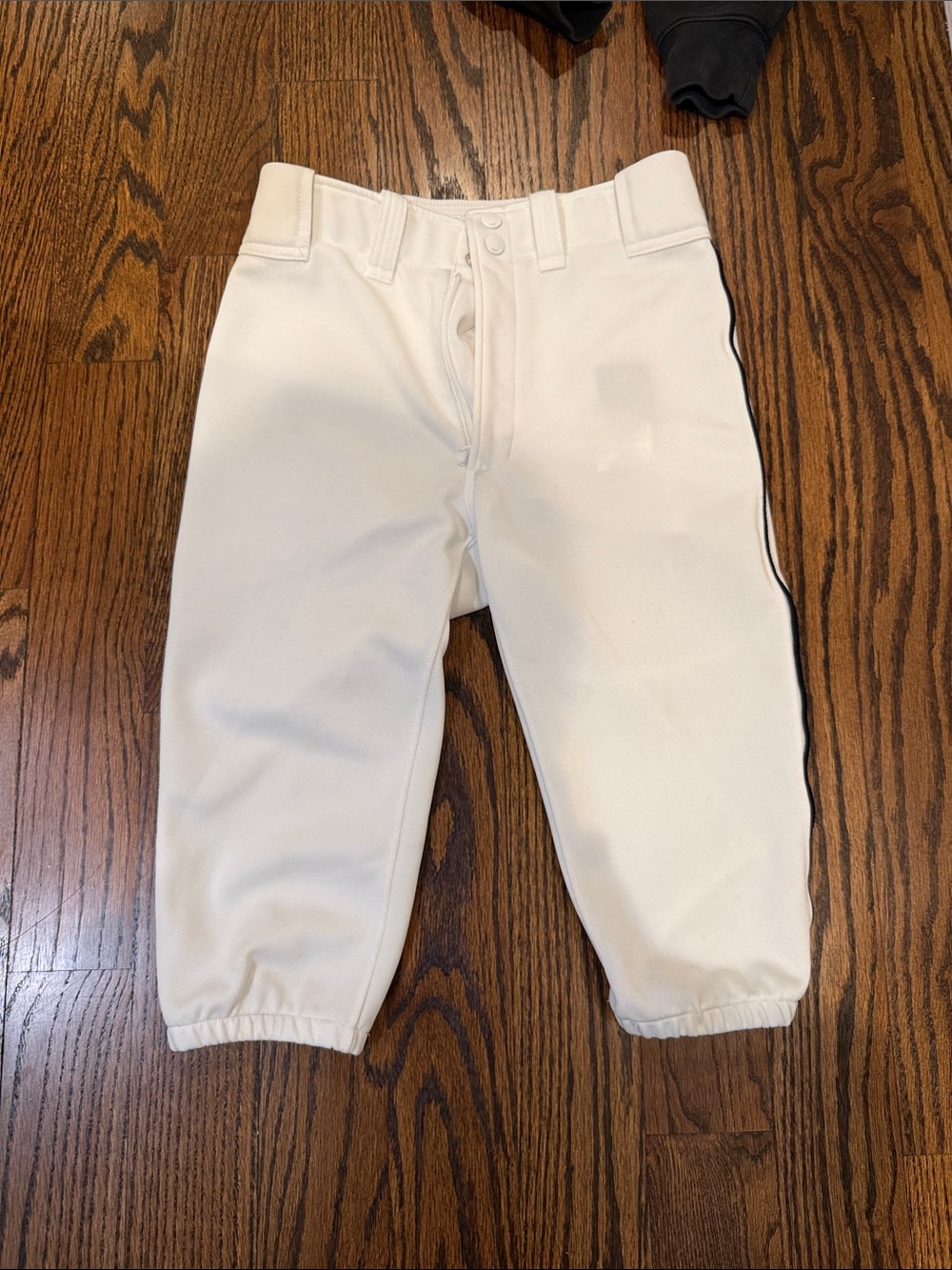 Mizuno White Kids Baseball Pants with Black Side Stripe